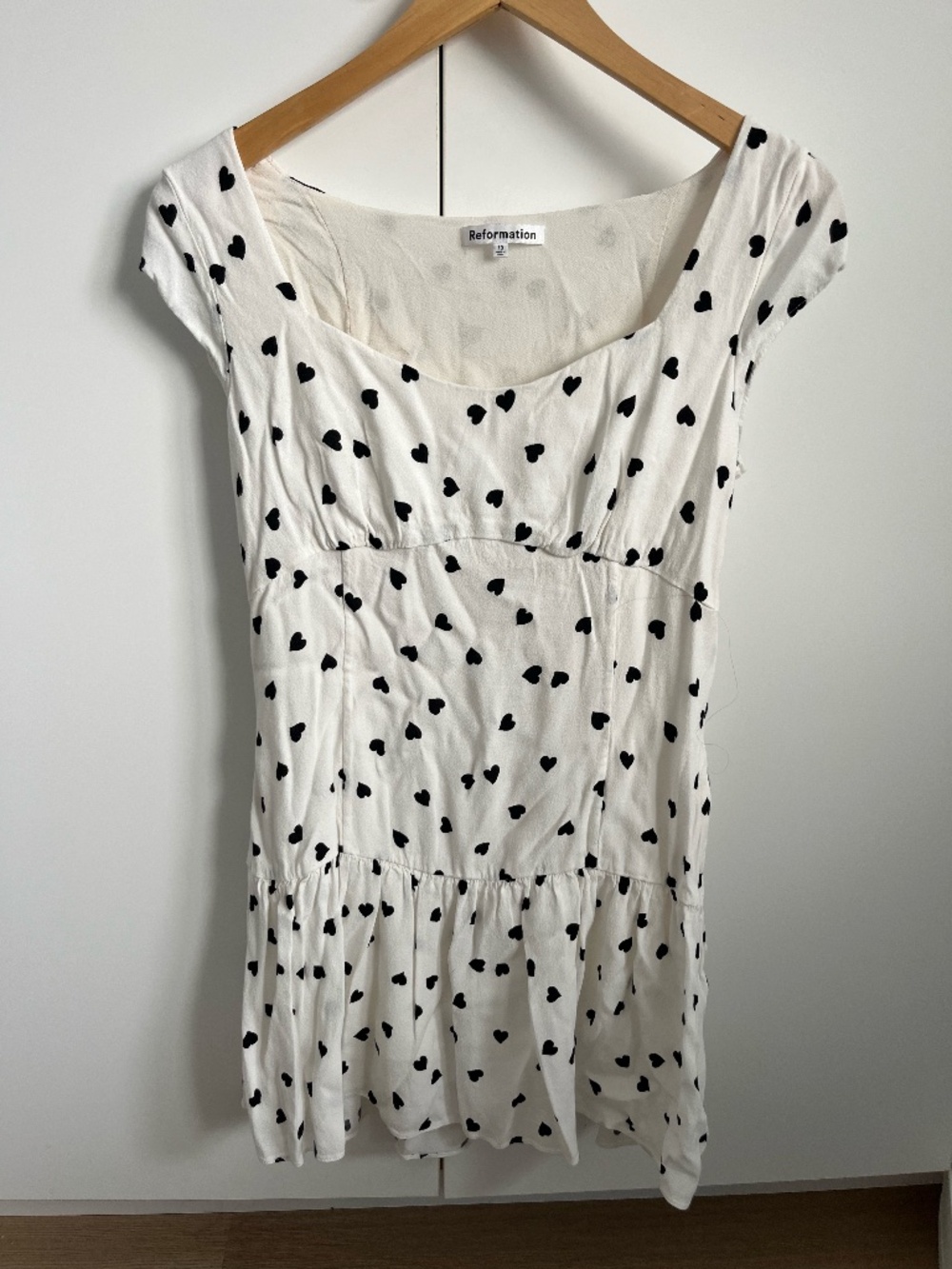 Reformation heart polka dot drop waist mini dress